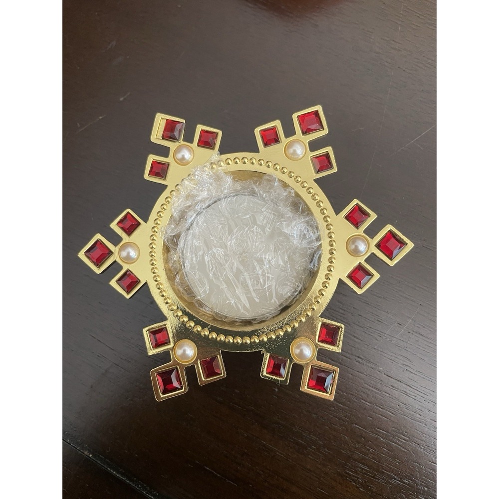 AVON Majestic Holiday Jeweled / Gold Snowflake Tealight New in Box